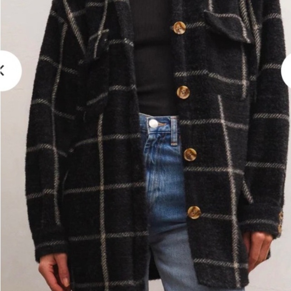 Z Supply Black and White Plaid Coat